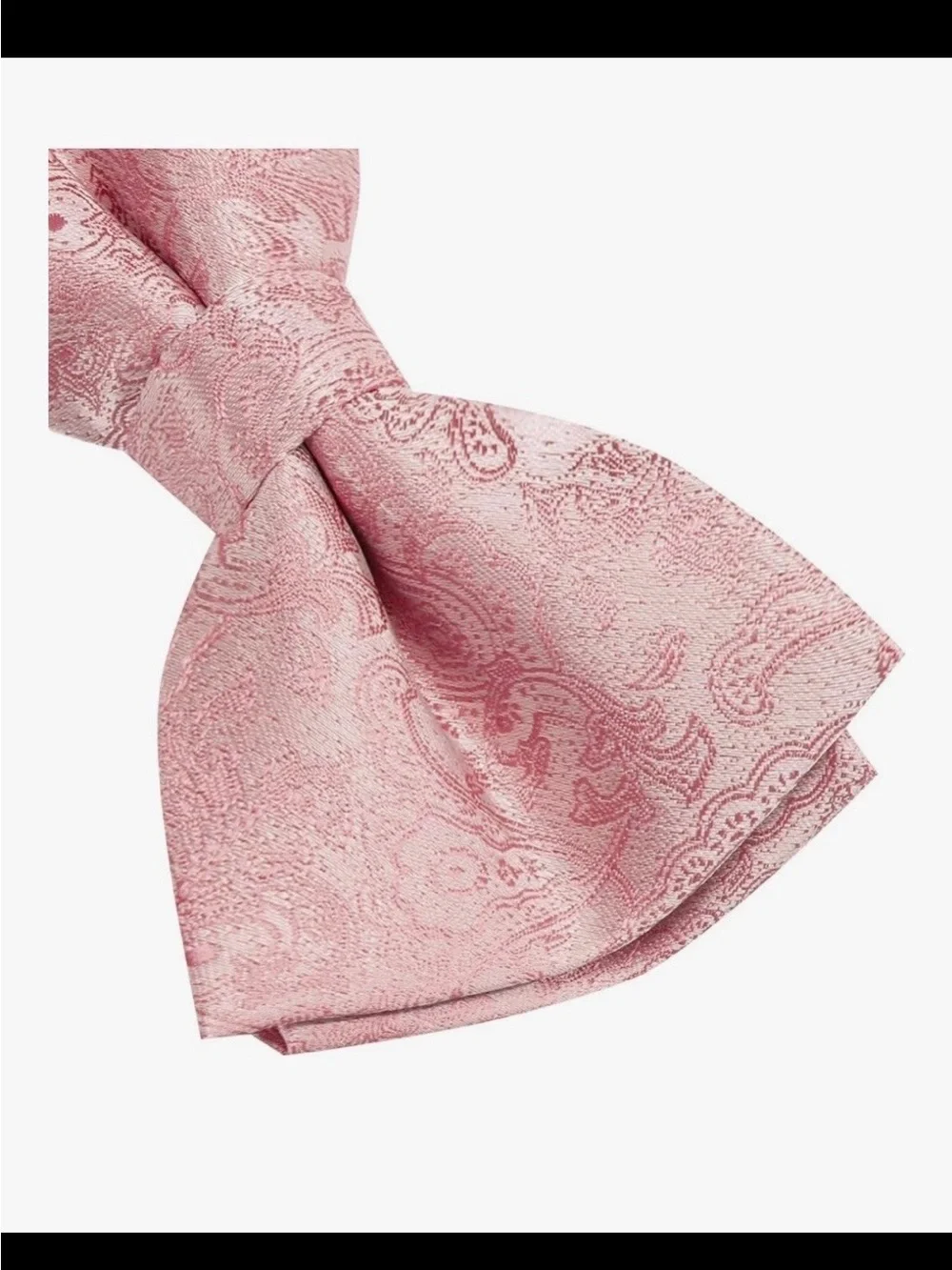 Hi-Tie Pink Paisley Bow Tie Pocket Square Cufflinks Lapel Pin Set
